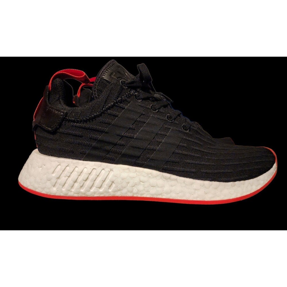 Adidas NMD_R2 Primeknit Core Black/Red Men sz 8.5 BA7252